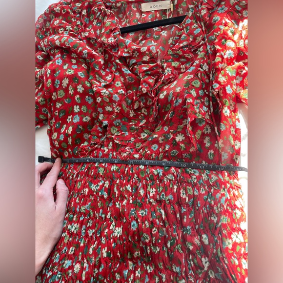 NWT DOEN MURIEL DRESS - XXS (roughly size 0-2) Red Print - Silk - Picture 11 of 12